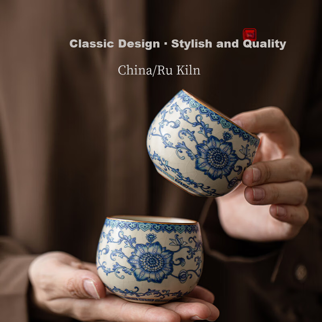 Чашка для чая Buzhuo Dan Lihua Ru Kiln Master Cup, персональная чайная чашка, изысканный подарок ко Дню женщин, сине-белая фарфоровая чашка Ru Kiln Dragon Egg Cup. - изображение 7