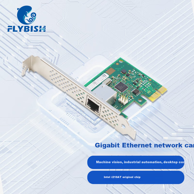 FLYBISH PCI-E X1 Gigabit Ethernet Card з одним портом для настільного комп'ютера I210-T1 Server Ethernet Port Дротова мережева карта Intel I210 Chip - зображення 4