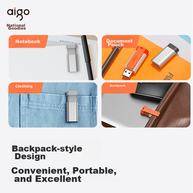 Флеш-накопичувач Aigo 512 ГБ USB 3.2, висувний дизайн U332, молодіжне поєднання двох кольорів, колір «темно-сірий космос» - изображение 8