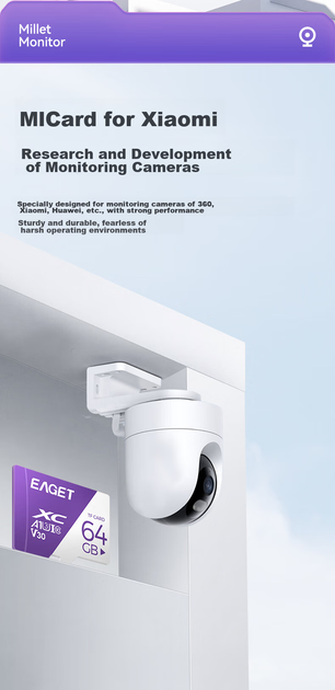 Карта пам'яті EAGET XC MicroSD 64GB A1 V30 C10 - зображення 10