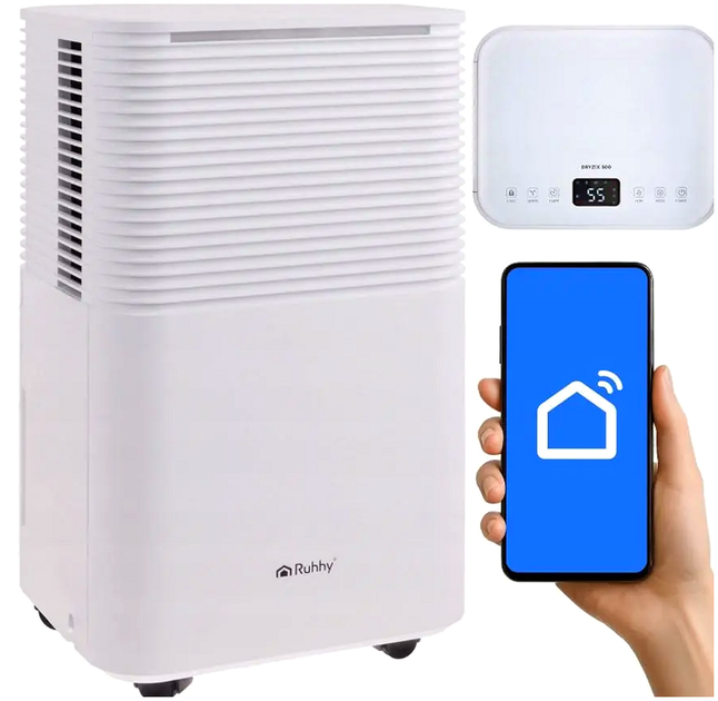 Конденсационный осушитель воздуха 12 л 24 ч с WiFi для дома и офиса белый RUHHY KT3435 - изображение 5