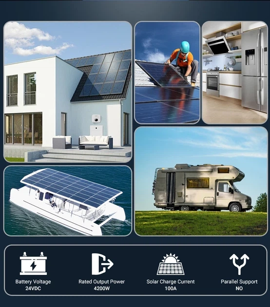 Гибридный инвертор Anenji4200 W 24V Wi-Fi + 2 Аккумулятора REDODO 12В 100Ah LiFePO4 (2560 Wh) + - изображение 6