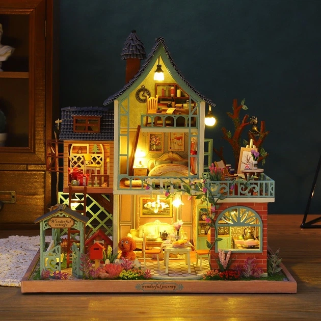 Румбокс Happy Jungle Resort DIY Будиночок у Джунглях Мініатюрний будиночок Roombox ES002 + купол - изображение 3