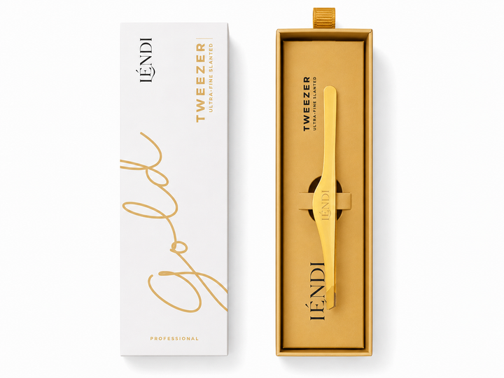 Пинцет для бровей Lendi, Ultra, ультратонкий, скошенный, Gold - Фото 1 Пинцет для бровей Lendi, Ultra, ультратонкий, скошенный, Gold - изображение 1