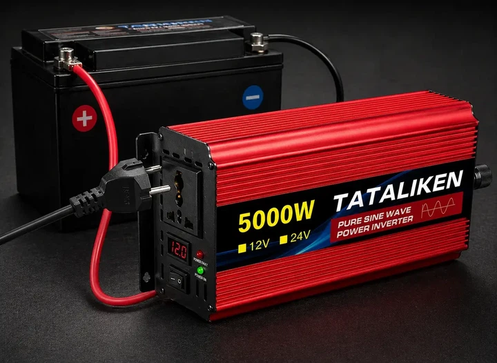 Инвертор напряжения TATALIKEN 24V–220V 5000W (2000W номинал), чистая синусоида для ноутбука, котла, холодильника и мощной бытовой - изображение 4