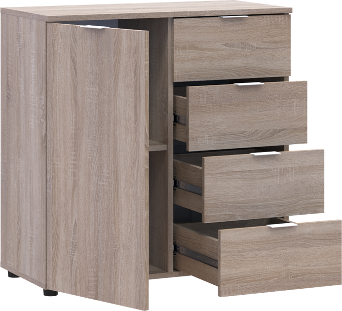Комод Doros Рон 1 1 фасад 4 ящика 80х38х81 см Дуб сонома (41516294) - Фото 5 Комод Doros Рон 1 1 фасад 4 ящика 80х38х81 см Дуб сонома (41516294) - изображение 5