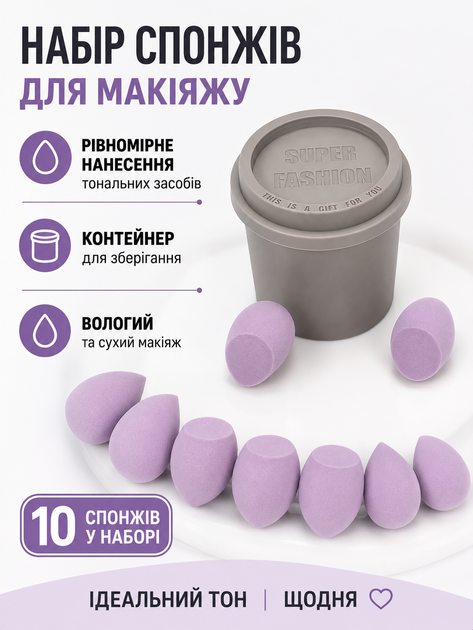 Набор спонжей для макияжа с контейнером для хранения для равномерного нанесения тональных средств Reclaire - Фото 1 Набор спонжей для макияжа с контейнером для хранения для равномерного нанесения тональных средств Reclaire - изображение 1