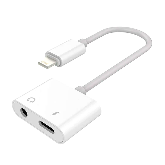 Перехідник Lightning на 2 Lightning для прослуховування музики та заряджання айфона білий LS-827 - зображення 3