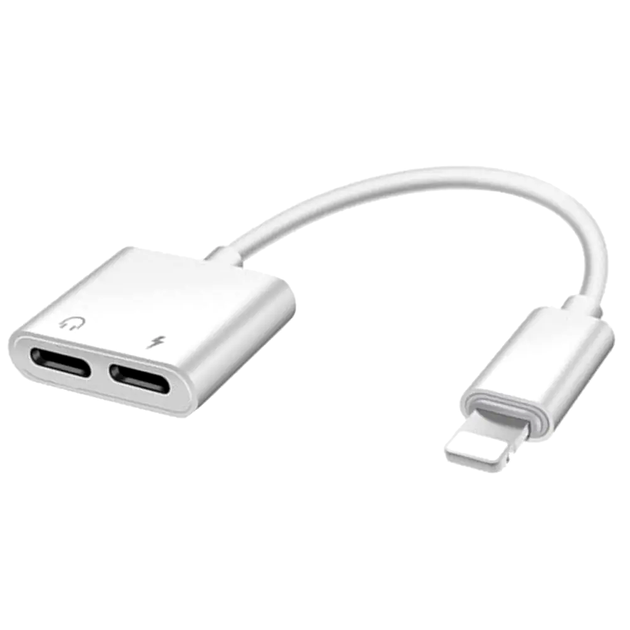 Перехідник Lightning на 2 Lightning для прослуховування музики та заряджання айфона білий LS-827 - зображення 5