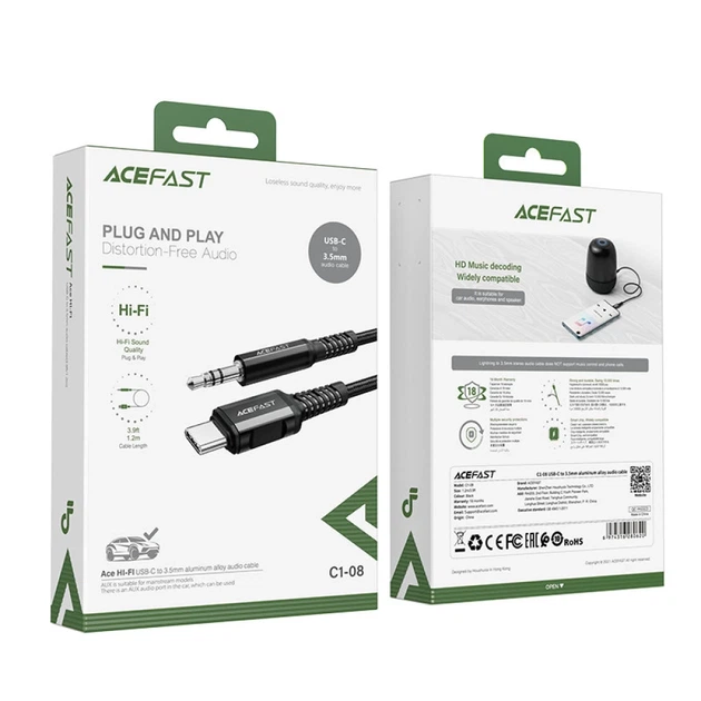 Кабель Acefast USB-C to 3.5mm Mini Jack 1.2m Black (C1-08-C-3,5mm Black) - Фото 5 Кабель Acefast USB-C to 3.5mm Mini Jack 1.2m Black (C1-08-C-3,5mm Black) - изображение 5