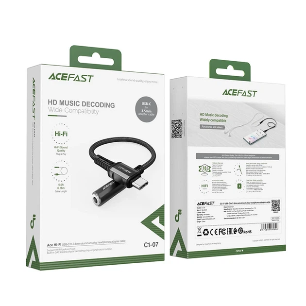 Адаптер Acefast USB-C to 3.5mm Mini Jack 0.18m Black (C1-07-C-3,5mm Black) - изображение 5