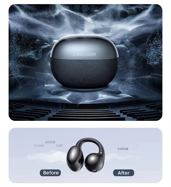 Костные беспроводные наушники-клипсы Langsdom T-30 Pro с направленным Hi-Fi звуком, Bluetooth 5.4, активным AI шумоподавлением и IP65, для спорта и бега Фиолетовый - изображение 9