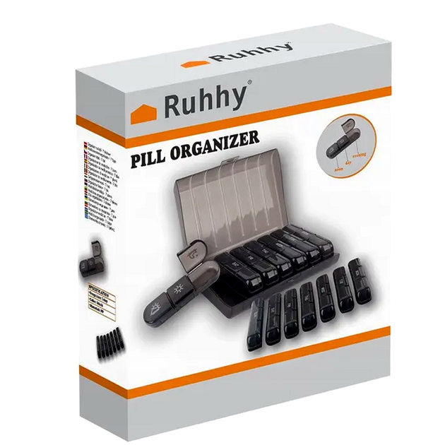 Таблетница органайзер для хранения лекарств на 7 дней 3 приема в день Ruhhy черный - изображение 6