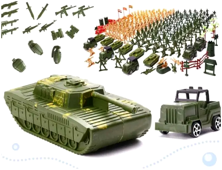 Набор военных солдатиков с оружием и техникой 307 шт для игр из пластика - изображение 2