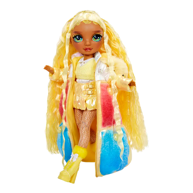 Кукла Rainbow High Winter Wonderland с аксессуарами для лепки снеговика 28 см желтая - изображение 4