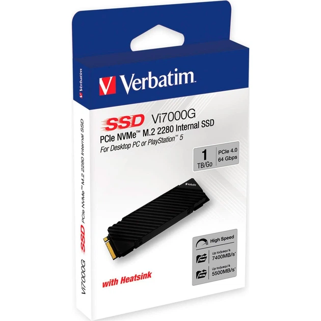 Накопитель SSD Verbatim m.2 NVMe 1TB SSD-Vi7000G PCIe 4.0 (49367) - изображение 8
