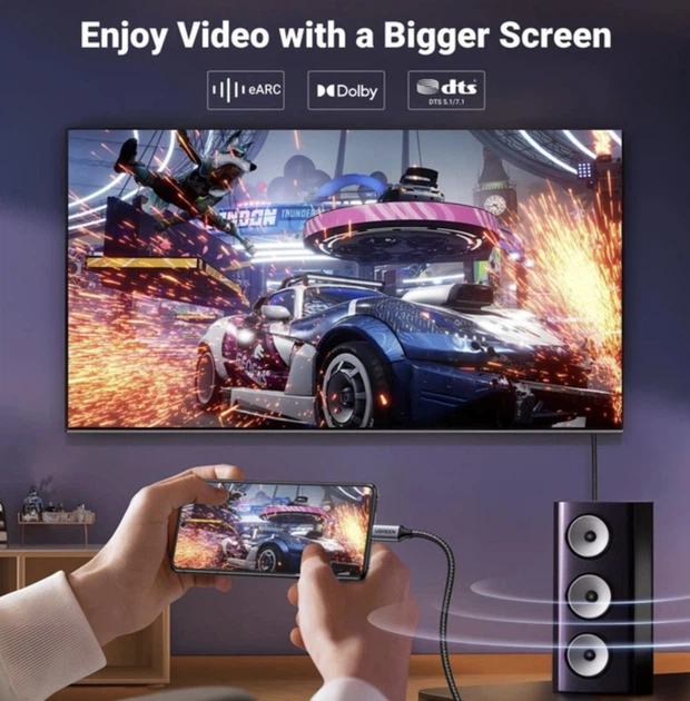 Кабель UGREEN USB-C to DisplayPort 8K Cable 60Hz 32.4Gbps 2m Black (25158) - изображение 7
