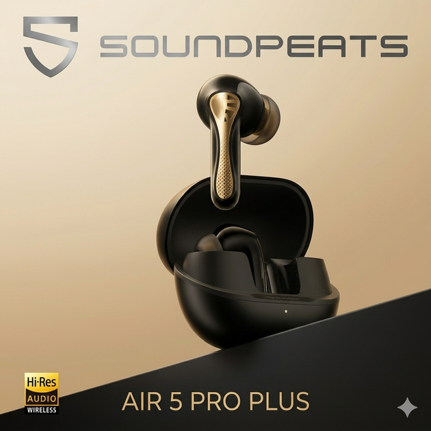 Беспроводные наушники SoundPEATS Air5 Pro Plus Black с ANC до 55 дБ, LDAC и Bluetooth 5.4 - изображение 2