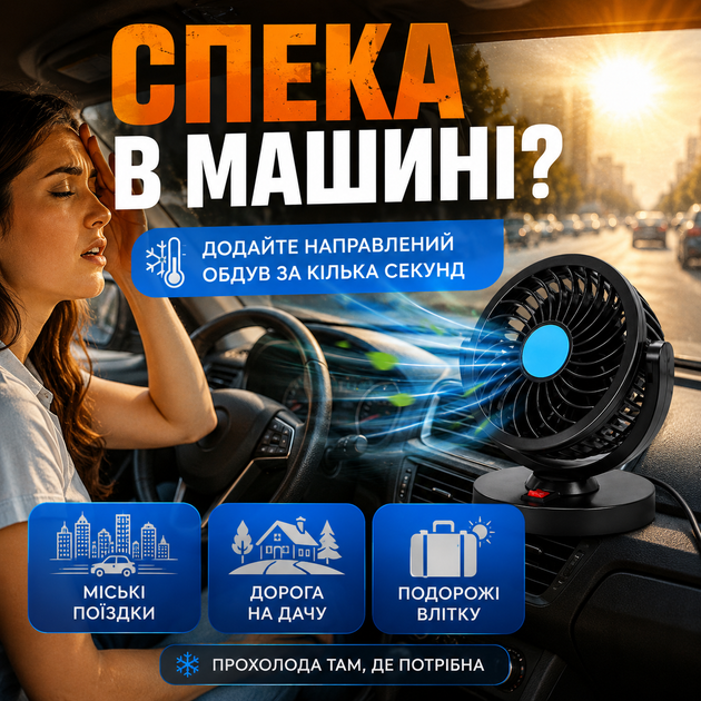 Автомобильный USB вентилятор 360° поворотный, мини вентилятор в машину, настольный вентилятор для авто и офиса от юсб одинарный - изображение 4