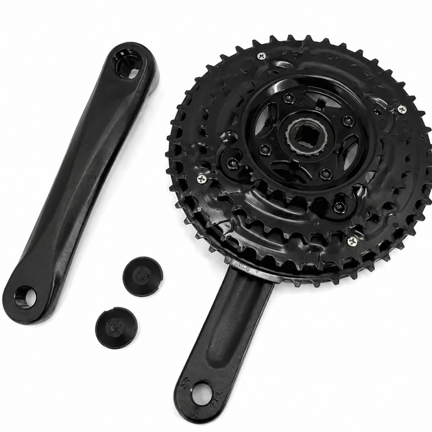 Шатуны велосипедные Prowheel 48/38/28T 170 мм под квадрат, черные, с защитой цепи - Фото 2 Шатуны велосипедные Prowheel 48/38/28T 170 мм под квадрат, черные, с защитой цепи - изображение 2