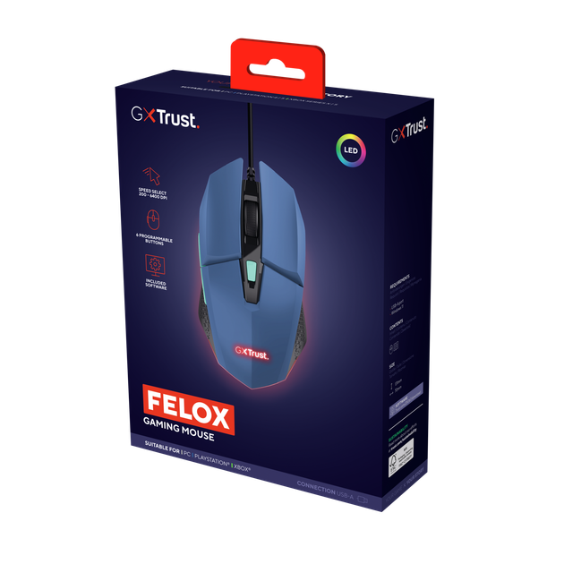 Мышь Trust GXT109B Felox RGB USB Blue (TR25067) - Фото 10 Мышь Trust GXT109B Felox RGB USB Blue (TR25067) - изображение 10