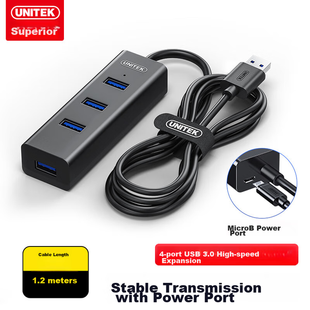 Хаб UNITEK Y-3089ABK USB 3.0, 4-портовий, з БЖ - зображення 12