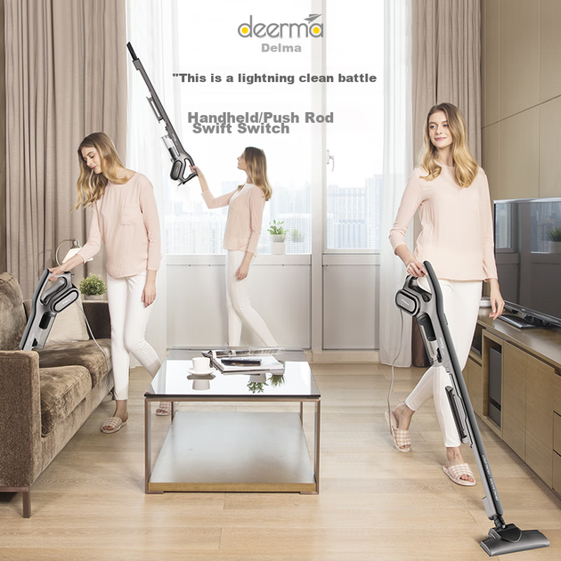 Компактный вертикальный пылесос Deerma DEM-DX700S, ручной, двойного назначения, для шерсти животных - изображение 4