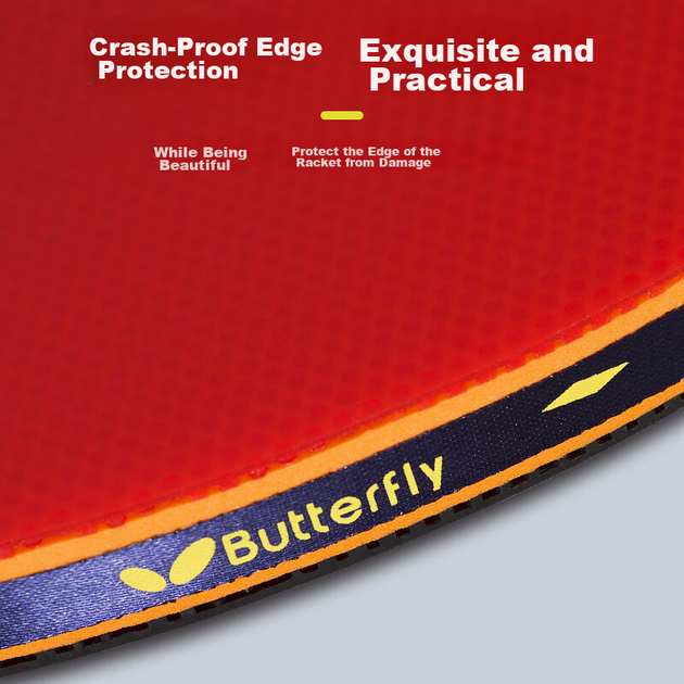 Ракетка для настільного тенісу BUTTERFLY Three-Star, пряма ручка, двостороння зворотна гума, 5-шарове лезо, одна ракетка TBC302, з футляром для ракетки - зображення 7