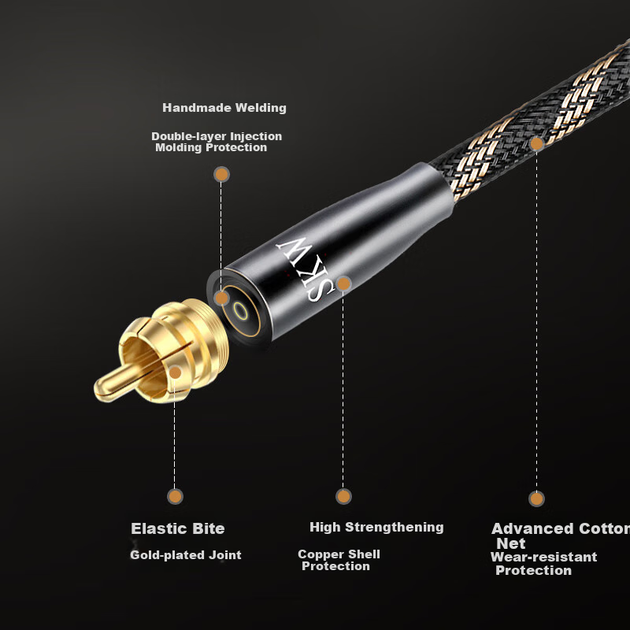 Кабель SKW Fever-Grade Lotus для двух сабвуферов RCA 1.5 м (BG-03B) - изображение 3