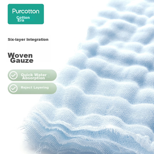 Слюнявчик PurCotton детский, хлопковая марля, набор 6 шт, 25x25 см - изображение 4