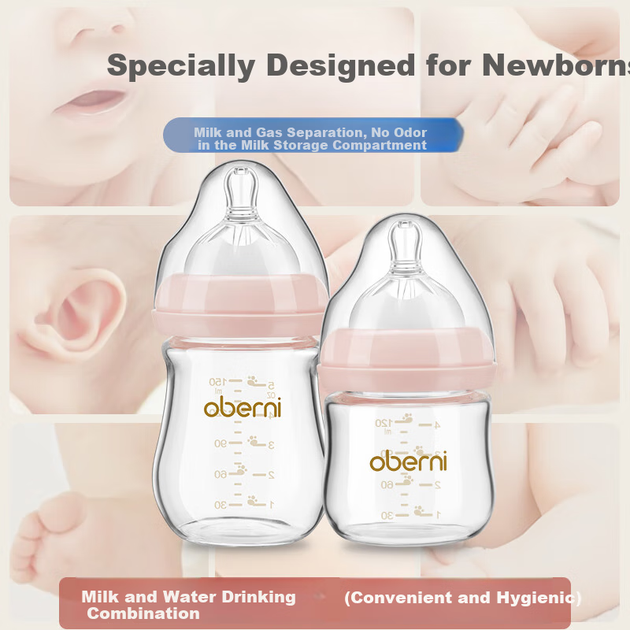 Пляшечка для новонароджених Oubeini Newborn Baby Bottle, пляшечка для немовлят, скляна пляшечка, для новонароджених та немовлят, 0-3 місяці, 120 мл - изображение 4