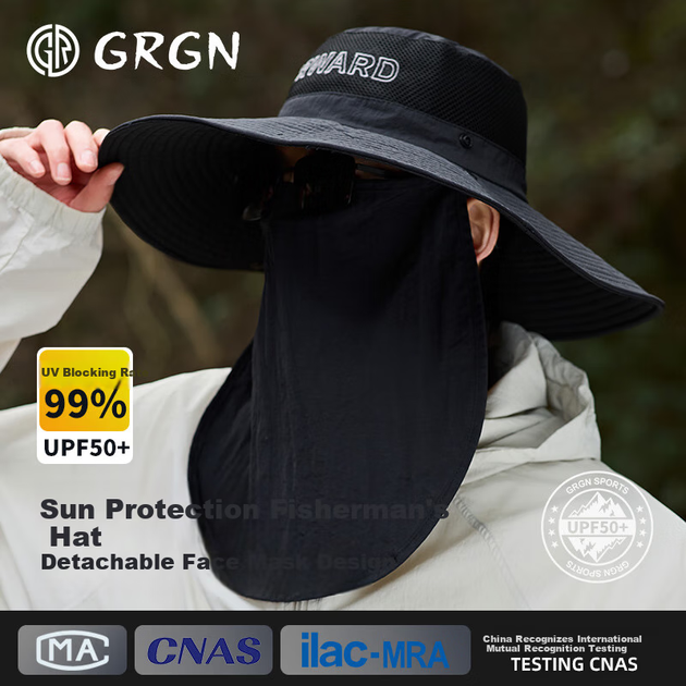 Сонцезахисний капелюх GRGN для чоловіків, капелюх із сонцезахисним козирком, рибальський капелюх, туристичний капелюх, капелюх від сонця, капелюх із широкими полями та захистом від ультрафіолету для мене - зображення 4