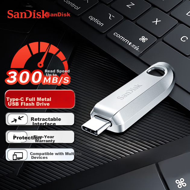 Флеш пам'ять USB SANDISK CZ75 64GB USB Type-C - Фото 2 Флеш пам'ять USB SANDISK CZ75 64GB USB Type-C - зображення 2