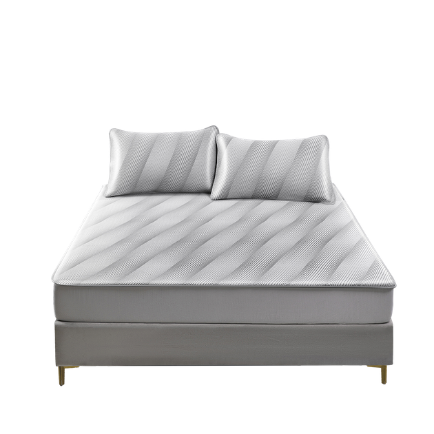 Комплект постельного белья Luolai Home Textiles Simple Elegance Class A High-End из высококлассного углеродного волокна, моющийся, из ледяного шелка, серого цвета, 120*200*30 см. - изображение 4