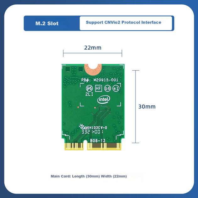 Бездротова мережева карта EB-LINK Intel AX411 для ноутбука, інтерфейс 5374M M.2 CNVIo2, гігабітна тридіапазонна мережева карта WiFi6E, Bluetooth 5.3, вбудований модуль для комп'ютера - Фото 5 Бездротова мережева карта EB-LINK Intel AX411 для ноутбука, інтерфейс 5374M M.2 CNVIo2, гігабітна тридіапазонна мережева карта WiFi6E, Bluetooth 5.3, вбудований модуль для комп'ютера - зображення 5