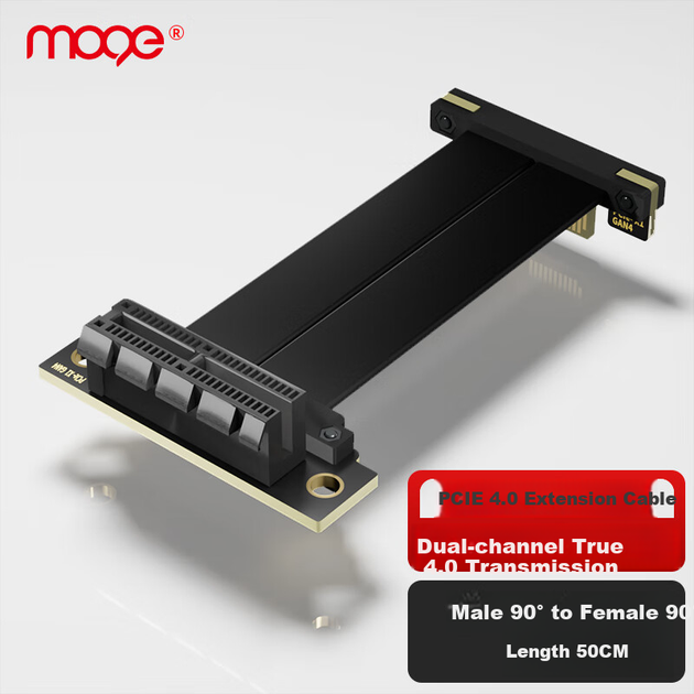 Райзер MOGE MC499150 PCIe 4.0 x1 50 см, кут 90° - Фото 2 Райзер MOGE MC499150 PCIe 4.0 x1 50 см, кут 90° - зображення 2