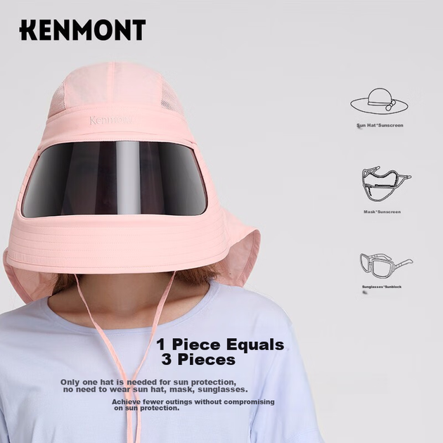 Солнцезащитная маска Kenmont для женщин на весну и лето, защита шеи от УФ-излучения, солнцезащитный козырек, защитная шляпа для активного отдыха KM-3774 - Фото 6 Солнцезащитная маска Kenmont для женщин на весну и лето, защита шеи от УФ-излучения, солнцезащитный козырек, защитная шляпа для активного отдыха KM-3774 - изображение 6
