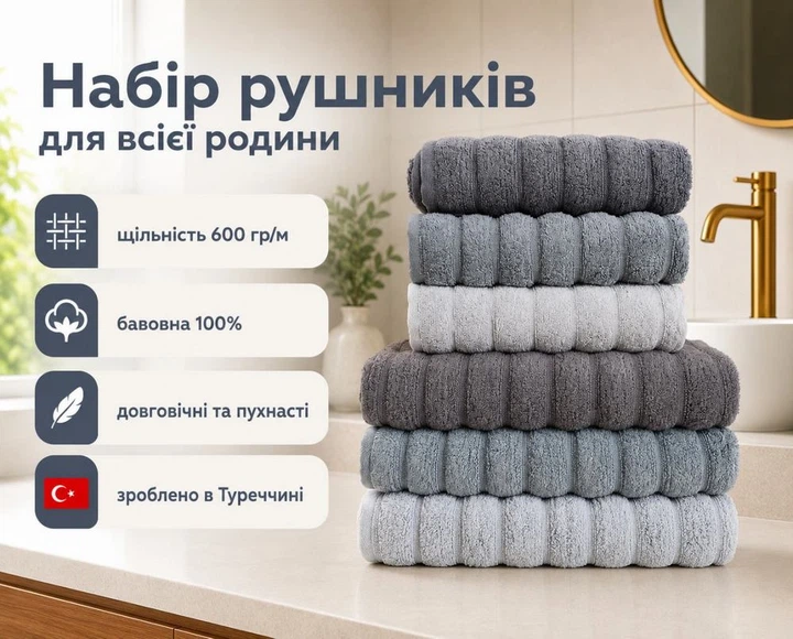 Набор турецких махровых полотенец Cestepe MicroCotton Premium 3 штуки 50x90 + 3 штуки 70х140 Ezgi 9 плотность 600 г/м2 - Фото 2 Набор турецких махровых полотенец Cestepe MicroCotton Premium 3 штуки 50x90 + 3 штуки 70х140 Ezgi 9 плотность 600 г/м2 - изображение 2