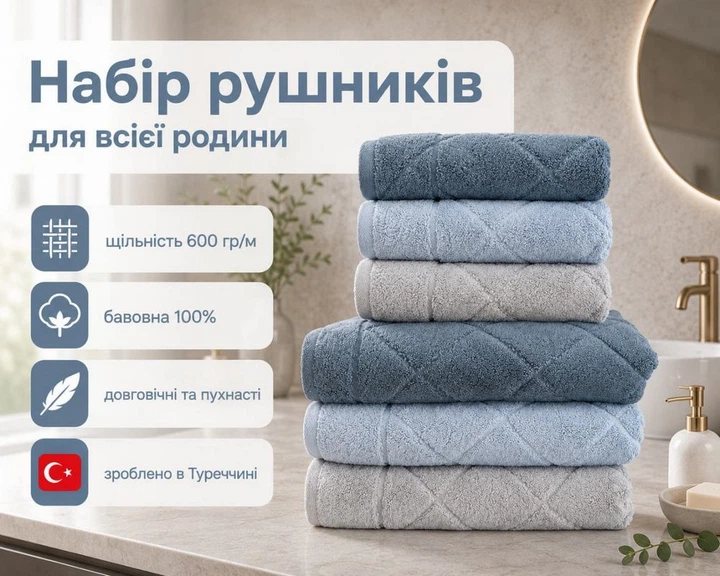 Набор турецких махровых полотенец Cestepe MicroCotton Premium 3 штуки 50x90 + 3 штуки 70х140 Eva 1 плотность 600 г/м2 - Фото 2 Набор турецких махровых полотенец Cestepe MicroCotton Premium 3 штуки 50x90 + 3 штуки 70х140 Eva 1 плотность 600 г/м2 - изображение 2