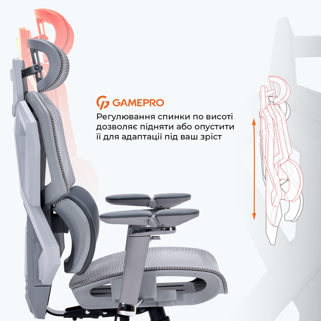 Эргономичное игровое кресло GamePro EDGE GC820MG Grey - изображение 13
