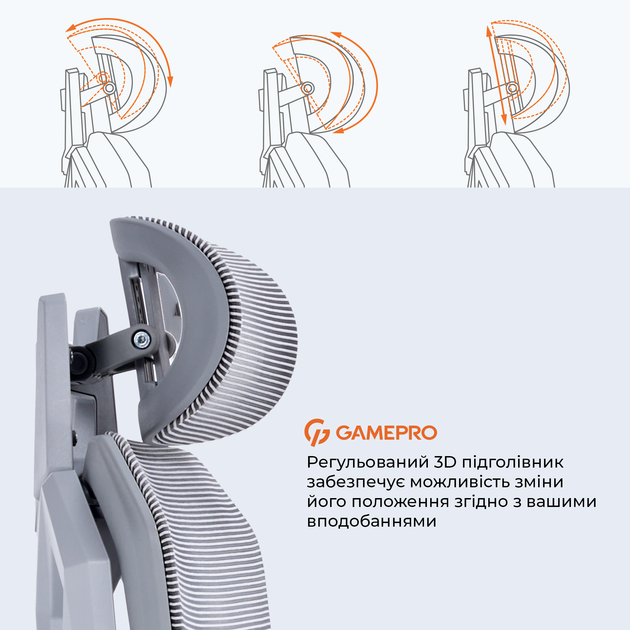 Эргономичное игровое кресло GamePro EDGE GC820MG Grey - изображение 14