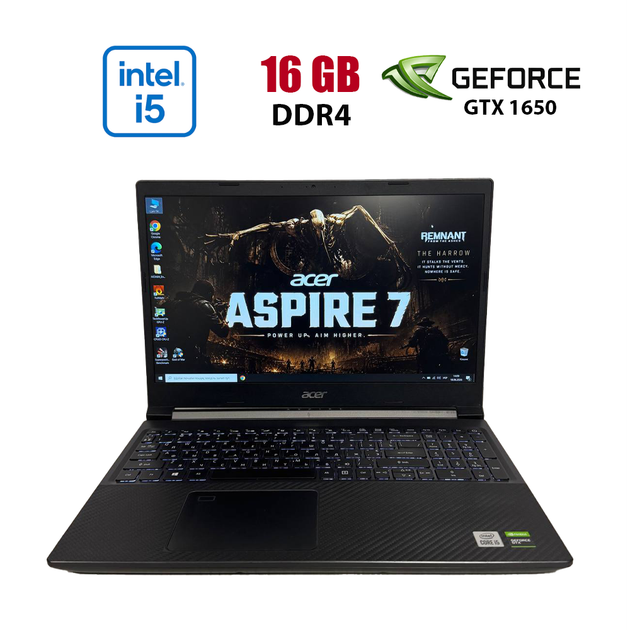 Игровой ноутбук Acer Aspire 7 A715-75G / 15.6" (1920x1080) IPS / Intel Core i5-10300H (4 (8) ядра по 2.5 - 4.5 GHz) / 16 GB DDR4 / 512 GB SSD / nVidia GeForce GTX 1650, 4 GB GDDR5, 128-bit / WebCam б/у - Фото 1 Игровой ноутбук Acer Aspire 7 A715-75G / 15.6" (1920x1080) IPS / Intel Core i5-10300H (4 (8) ядра по 2.5 - 4.5 GHz) / 16 GB DDR4 / 512 GB SSD / nVidia GeForce GTX 1650, 4 GB GDDR5, 128-bit / WebCam б/у - изображение 1