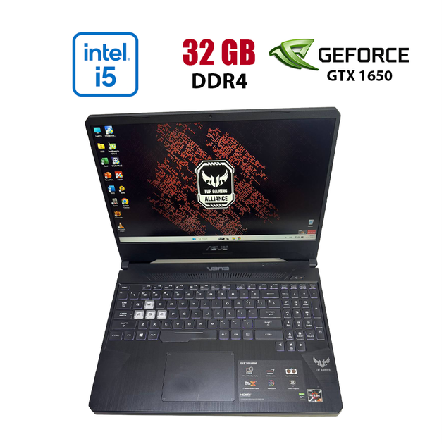 Ігровий ноутбук Asus TUF FX505DT / 15.6" (1920x1080) IPS / AMD Ryzen 5 3550H (4 (8) ядра по 2.1 - 3.7 GHz) / 32 GB DDR4 / 1000 GB SSD / nVidia GeForce GTX 1650, 4 GB GDDR5, 128-bit / WebCam б/в - Фото 1 Ігровий ноутбук Asus TUF FX505DT / 15.6" (1920x1080) IPS / AMD Ryzen 5 3550H (4 (8) ядра по 2.1 - 3.7 GHz) / 32 GB DDR4 / 1000 GB SSD / nVidia GeForce GTX 1650, 4 GB GDDR5, 128-bit / WebCam б/в - зображення 1