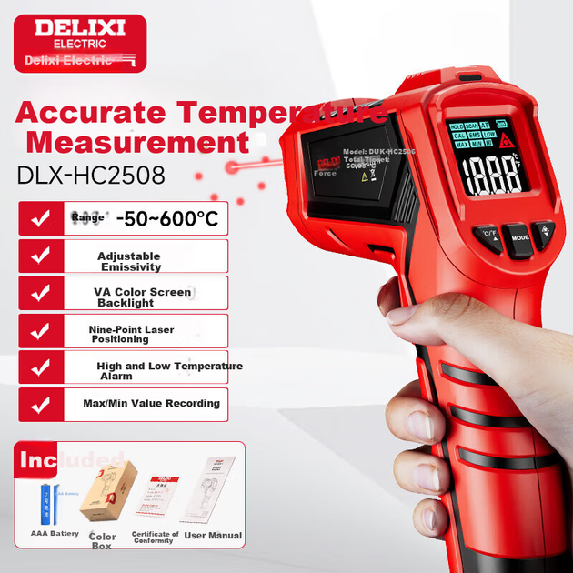 Инфракрасный термометр-пистолет DELIXI, для кухни, высокоточный - изображение 4