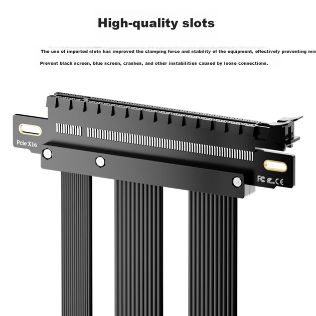 Удлинительный кабель для видеокарты KELEPU, PCIe 5.0 X16 Double Reverse, 18,5 см, полностью совместим с серверными системами, обеспечивает высокую скорость передачи данных и не имеет затухания сигнала, черный. - изображение 7