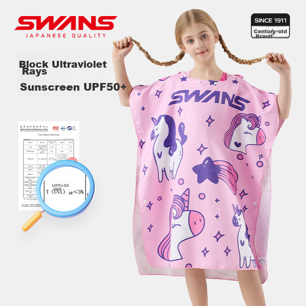 Полотенце SWANS SPTC110 детское с капюшоном для купания, синее - изображение 7