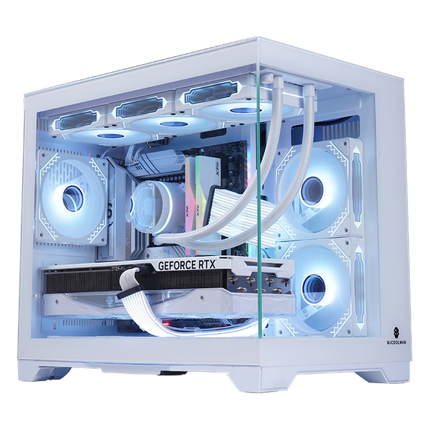 Корпус Wanjia Guyongzhe Seaside View, башенный, с комплектом из шести RGB-вентиляторов Prism, для плат M-ATX, водяное охлаждение 360 мм, для видеокарт 4090 - изображение 4