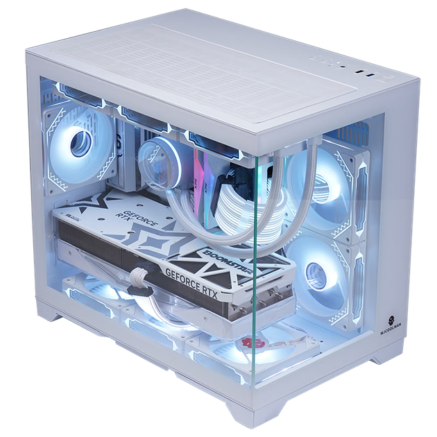 Корпус Wanjia Guyongzhe Seaside View, башенный, с комплектом из шести RGB-вентиляторов Prism, для плат M-ATX, водяное охлаждение 360 мм, для видеокарт 4090 - изображение 6