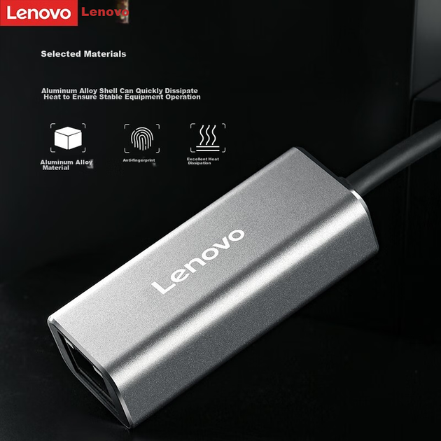 Адаптер Lenovo USB-A на Gigabit Ethernet (RJ45), з USB-хабом, для ноутбука - Фото 6 Адаптер Lenovo USB-A на Gigabit Ethernet (RJ45), з USB-хабом, для ноутбука - зображення 6