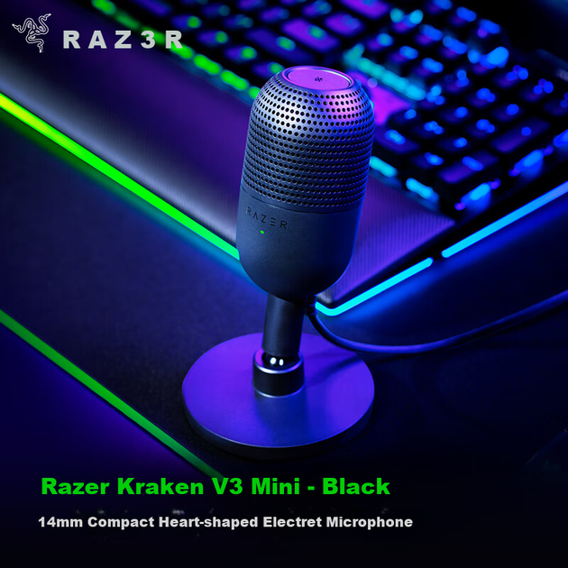Микрофон Razer Mythic V3 настольный мини, RGB, для стримов, черный - изображение 4